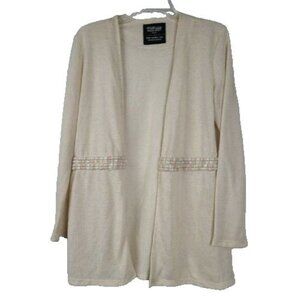 MARWA Womens Cardigan Small Cream Open Front Minimalist Neutral